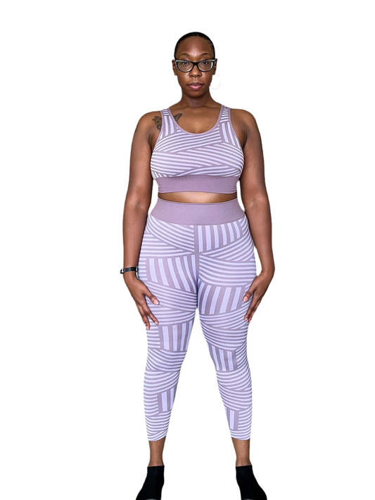 "I Am One of A Kind" Mauve Striped Seamless Set