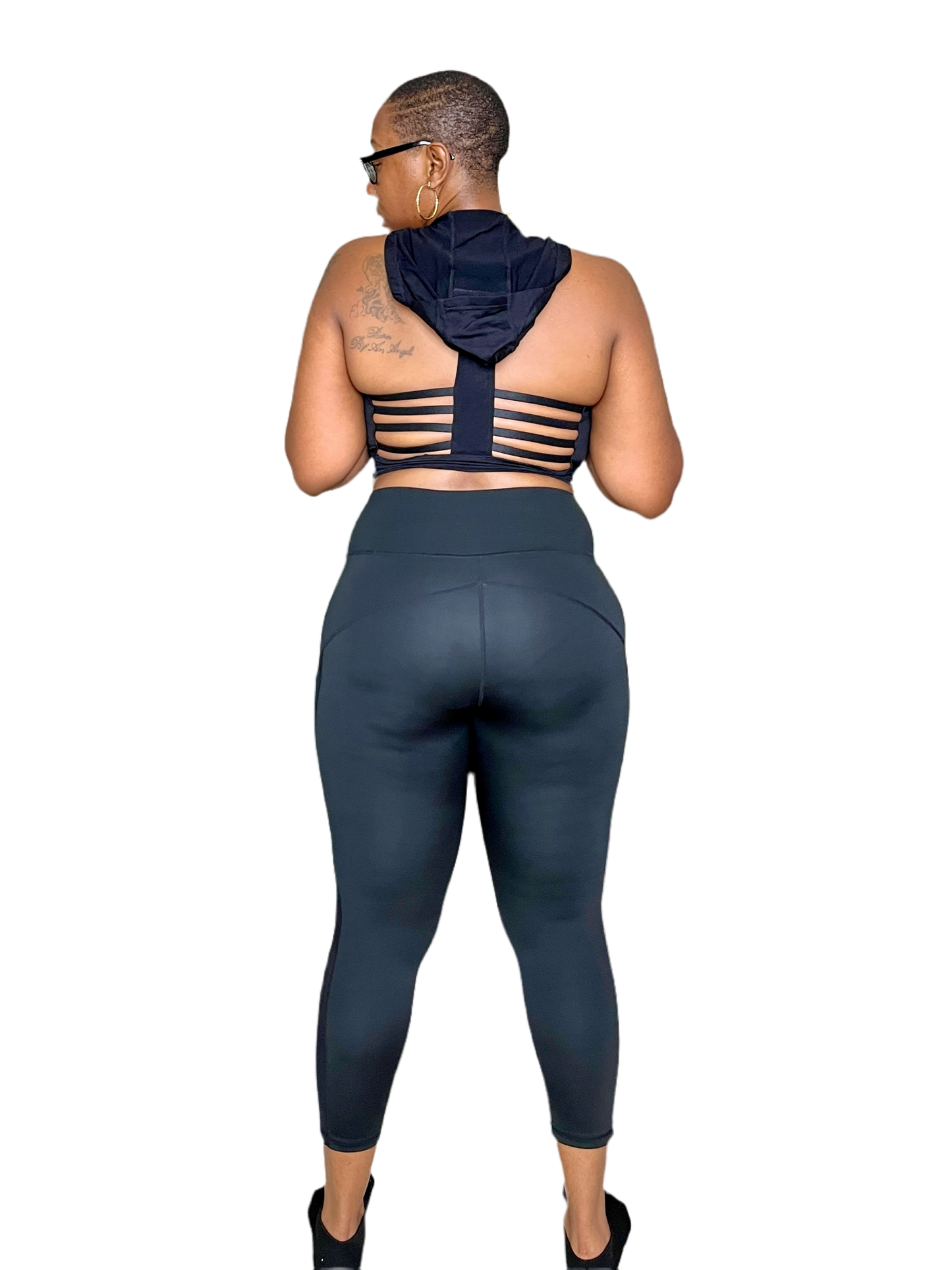 "I Am Sexy" Black Mesh 7/8 Workout Leggings