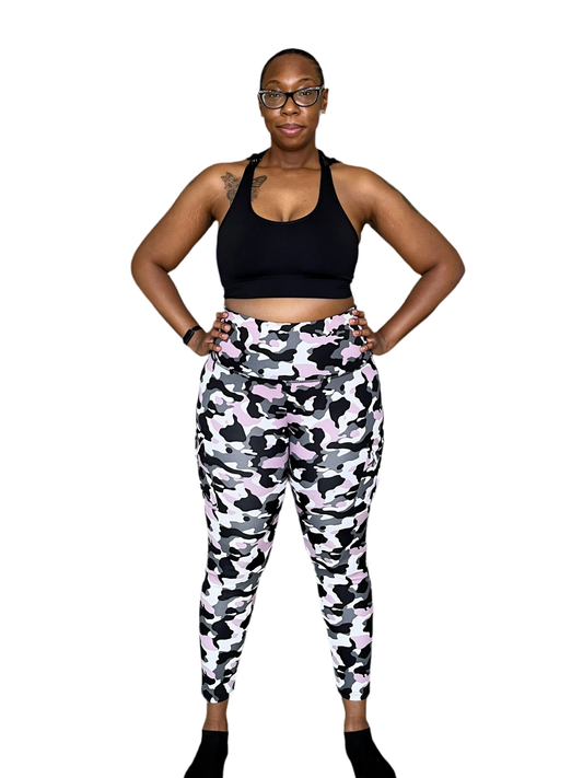 "I Am A Fighter" Camo Print Leggings